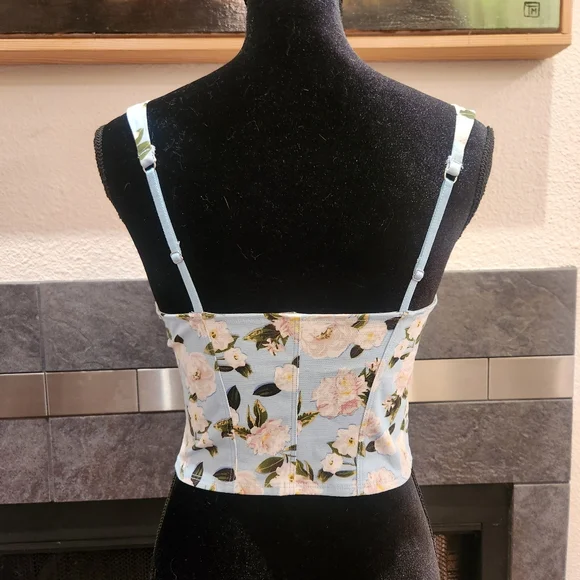 Victoria's Secret Floral Corset Top S NWT Blue White Cami - Picture 2 of 5